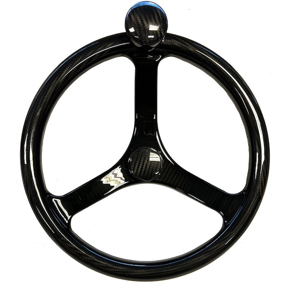 Schmitt Marine Carbon Fiber Primus Wheel w/Knob 13.5in w/Sanntoprene Finger Grip 3/4in Tapered Shaft w 7461321FGK-CFN - main